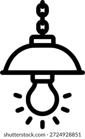 hanging lamp with light bulb with chain sign, symbol, vector, art