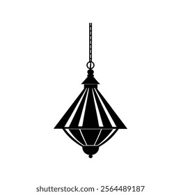 Hanging lamp silhouette vector Style with white background