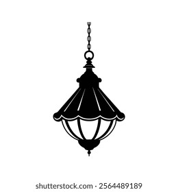 Hanging lamp silhouette vector Style with white background