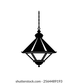 Hanging lamp silhouette vector Style with white background