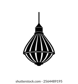 Hanging lamp silhouette vector Style with white background