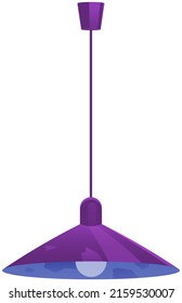 Hanging lamp stylish appliance. Modern Chandelier with light bulb, Lamp with metal or glass plafond. Home, room or studio decor Isolated on white. Loft style. Element for room interior design