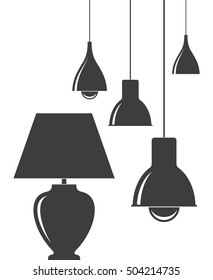 Hanging lamp. Table lamp. Vector illustration