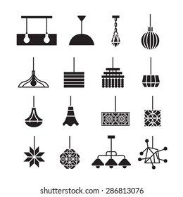 hanging lamp vector, chandelier vector, decorate icon set