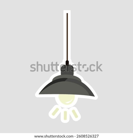 Hanging Lamp Vector Illustration Sticker. A simple pendant lamp sticker with a modern design, perfect for interior decor, lighting concepts, and creative projects