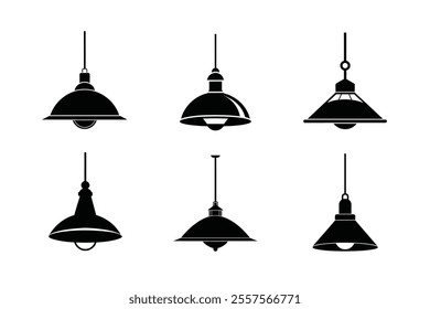hanging lamp vector silhouette art illustration on white background