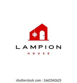 hanging lampion house logo vector icon illustration