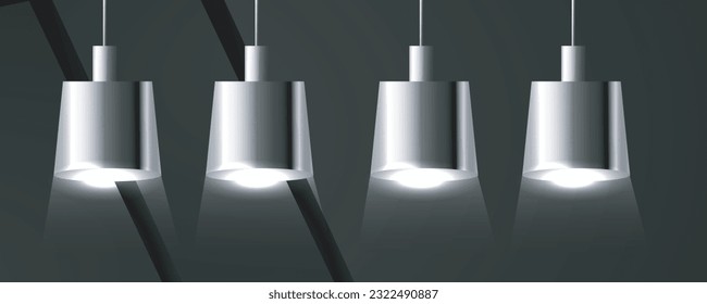 Hanging lamps collection. Chandeliers, lamps, bulbs vintage lamps elements of modern interior vector