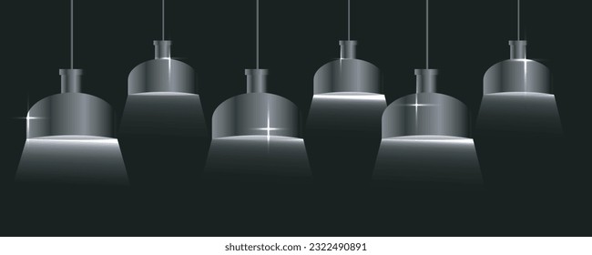 Hanging lamps collection. Chandeliers, lamps, bulbs vintage lamps elements of modern interior vector