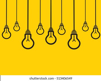 Hanging Lamps On Yellow Background. Place your text here. Vector Illustration