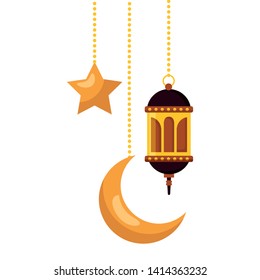 hanging lantern decoration on white background vector illustration