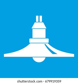 Hanging lantern icon white isolated on blue background vector illustration
