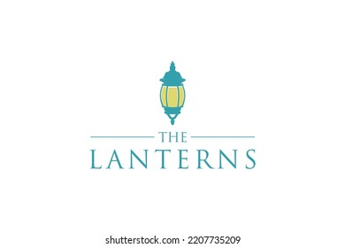 Hanging lantern lamp logo design classic decorative house