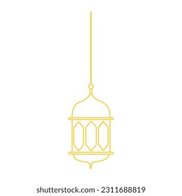hanging lantern line art gold