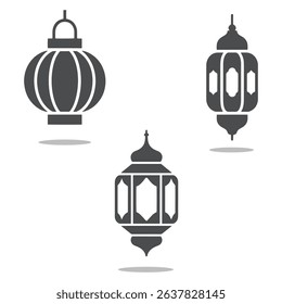 Hanging Lantern Silhouette Vector Set

