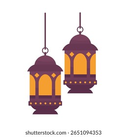 Vector colgante de la linterna, arte del Clip de la linterna, Vector colgante árabe de la linterna, Vector de la linterna del ramadán, diseño plano de la ilustración, aislado en el fondo blanco