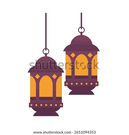 Hanging lantern vector, lantern clip art, arabic hanging lantern vector, ramadan lantern vector,flat illustration design, isolated on white background
