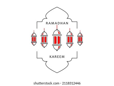 hanging lantern to welcome Muslims during Ramadan karem, vector line art