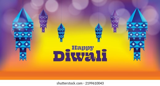 Linternas colgantes Fondo del banner Diwali - Ilustración del vector