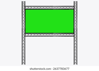 A Hanging LED Mockup green screen SIGN in light box on the street, Digital Grenn screen LED technology for realistic screen vector illustration