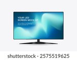 The Hanging LED TV Screen Mockup with gradient blue screen. A technology LED TV Screen Mockup in 3Ds. editable LED vector, illustration