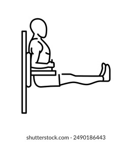 Hanging Leg Raises line icon. Vector isolated element. Editable stroke.