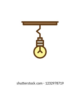 Hanging light bulb filled outline icon, line vector sign, linear colorful pictogram isolated on white. Ceiling lamp symbol, logo illustration. Pixel perfect vector graphics