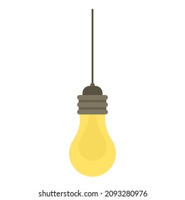 hanging light bulb flat clipart vector illustration