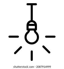 Icono plano de bombilla colgante aislado en fondo blanco