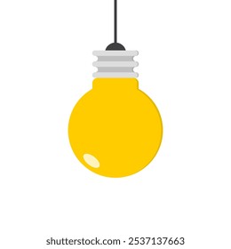 Hanging light bulb, lamp icon in flat design