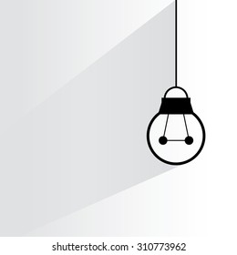 hanging light bulb on white background, flat and shadow theme