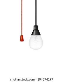 Hanging Light Bulb With Red Cord Switch