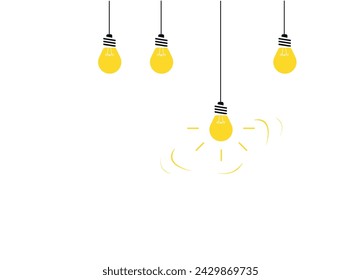 juego de bombillas de luz colgantes.
Concepto de la idea de la quema de bombilla.