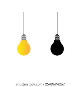 Hanging light bulb silhouette icon set