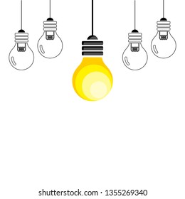 	
Hanging light bulb tube Vector icon lamp on white background