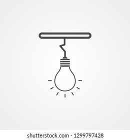 Hanging light bulb vector icon sign symbol