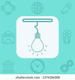 Hanging light bulb vector icon sign symbol