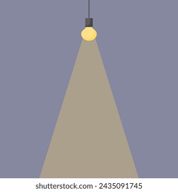 Hanging light bulb vector. Light from lamp icon. Glowing light bulb. Light bulb hanging from the ceiling vector. Room lighting concept.
