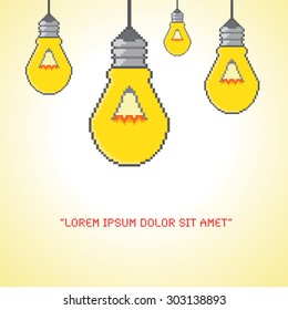 hanging light bulb with a yellow background
