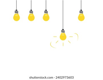 hanging light bulbs.new idea burning light bulb.