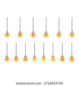Las bombillas colgantes ilustran la progresión creativa de la energía.
