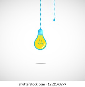 Hanging light bulbs vector illustration background reminding of an idea