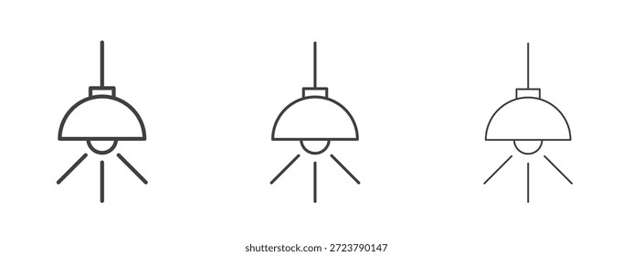 Hängendes Lichtsymbol im Linienart-Doodle-Stil. Bearbeitbares Konturumrisszeichen, eps 10