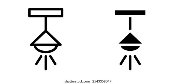 Coleção de símbolos de ícone de luz suspensa no fundo branco.