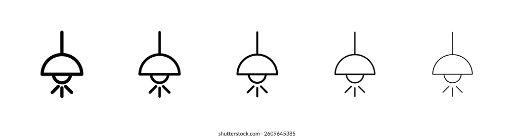 Hanging light icons vectors set in different stroke lines