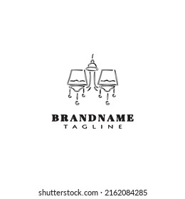 hanging light logo cartoon template icon design black modern isolated vector
