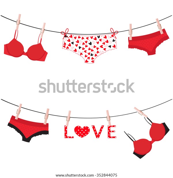 grænseflade Garderobe dominere Hanging Lingerie Panties Underwear Love Valentine Stock-vektor (royaltyfri)  352844075