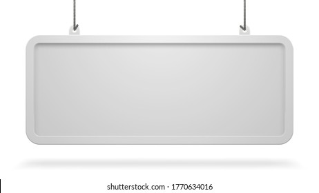Hanging long white signboard in a frame on a white background. Vector illustration - Shutterstock ID 1770634016