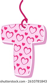 Hanging Love Letter Vector Element Alphabet T