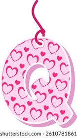 Hanging Love Letter Vector Element Alphabet Q